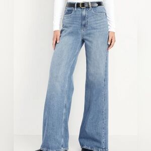 Classic Blue Extra High Rise Sky-Hi Wide Leg Secret Smooth Pockets
